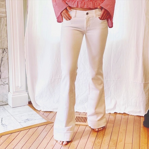 J Brand Denim - J Brand Mid-Rise Skinny Flare White Jeans 28